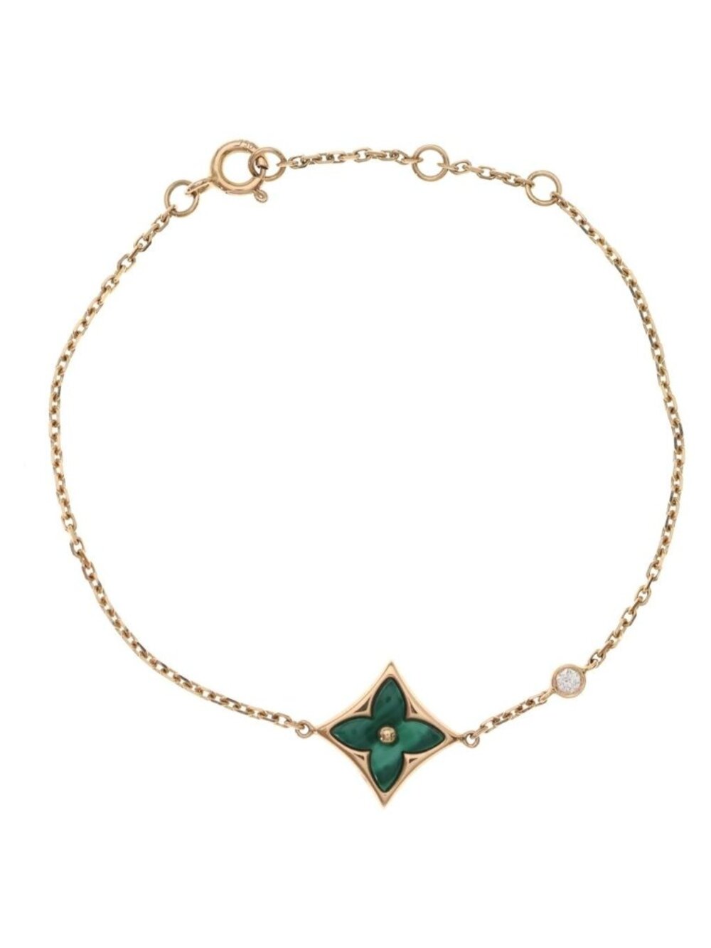 Louis Vuitton Star Blossom BB Bracelet Malachite Diamond 18k Pink Gold Green